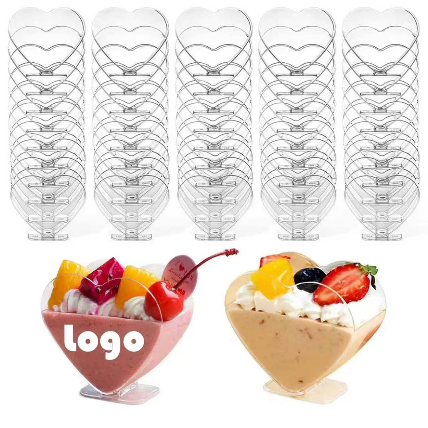 Heart Shape Plastic Dessert Cups
