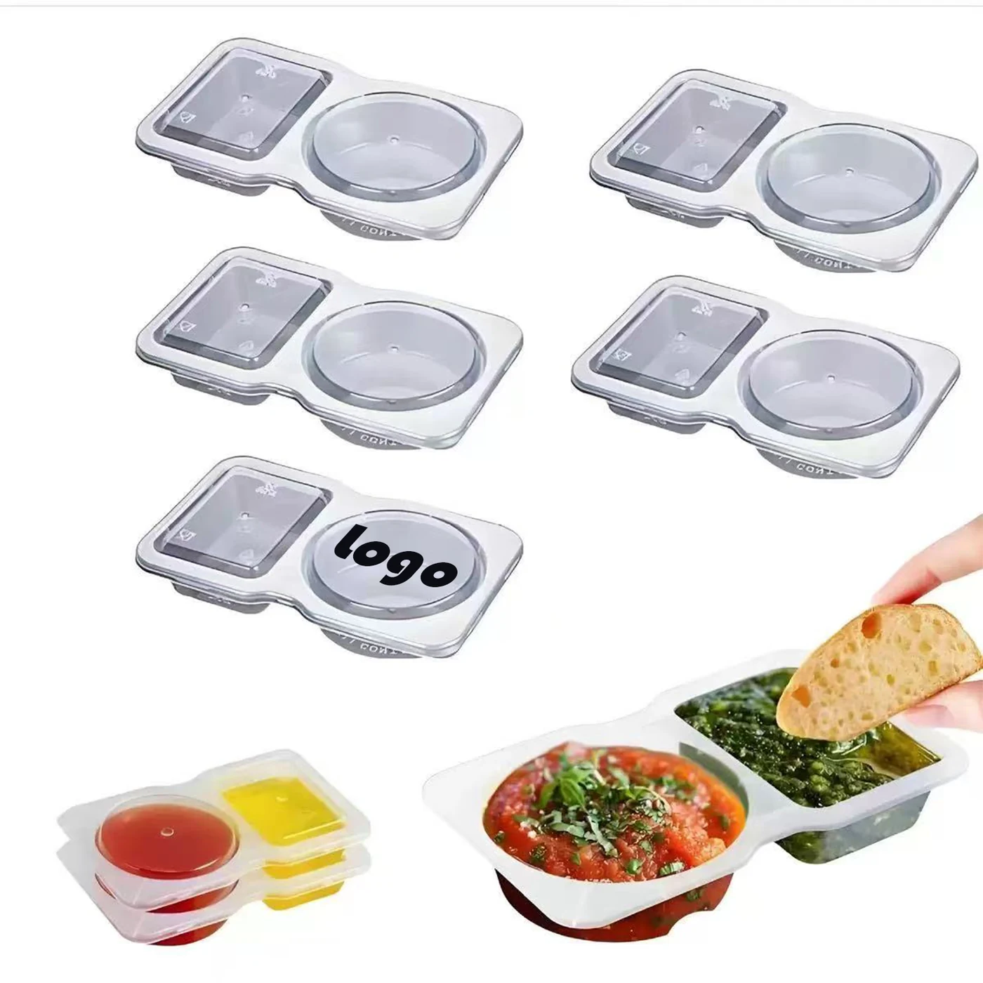 Dual Compartment Sauce Container